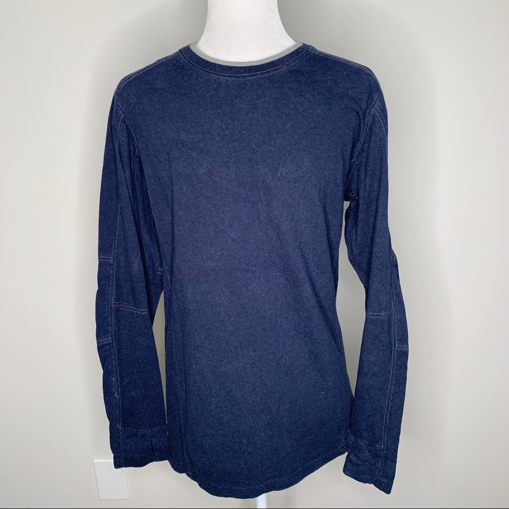 KÜHL Navy Blue 100% Organic Cotton Long Sleeve Shirt with Thumb Holes Size Small